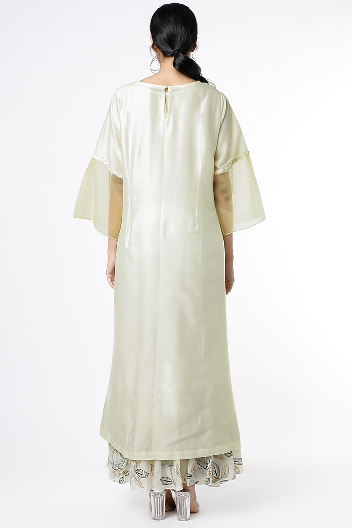 Off-White Thread Applique Embroidered Vacation Dress by Karigar & Co. at Pernia's Pop Up Shop