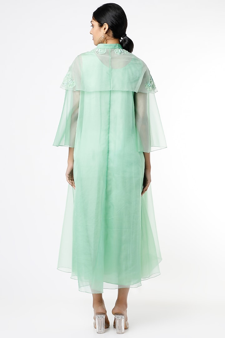 Turquoise Applique Embroidered Vacation Dress by Karigar & Co. at Pernia's Pop Up Shop