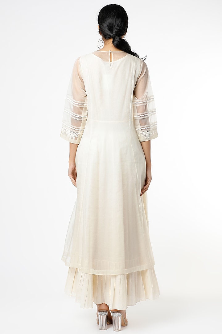 Off-White Applique Embroidered Vacation Dress by Karigar & Co. at Pernia's Pop Up Shop