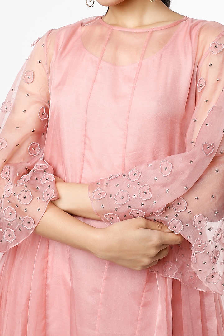 Pale Pink Applique Embroidered Vacation Dress by Karigar & Co. at Pernia's Pop Up Shop