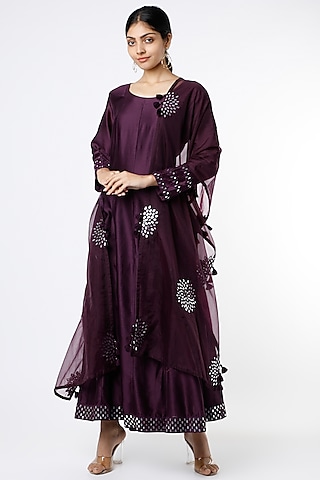 Purple Chanderi Kurta Set by Karigar & Co.