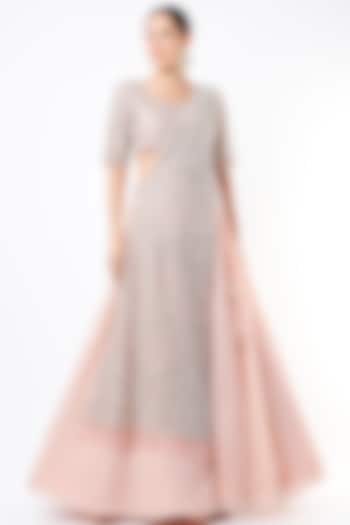 Peach Embroidered Dandelion Wedding Lehenga Set by Kalighata at Pernia's Pop Up Shop