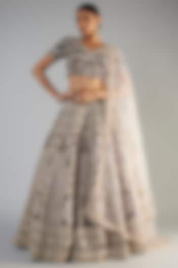 Wine Raw Silk Embellished Bridal Lehenga Set by Kalighata at Pernia's Pop Up Shop