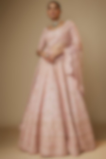Pink Raw Silk Sequins & Cutdana Embroidered Bridal Lehenga Set by Kalighata at Pernia's Pop Up Shop