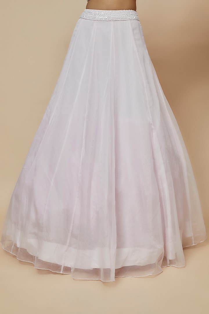 Ivory Organza Hand Embroidered Jacket Bridal Lehenga Set by Kalighata at Pernia's Pop Up Shop