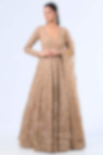 Gold Organza Cutdana & Zardosi Embroidered Bridal Lehenga Set by Kalighata at Pernia's Pop Up Shop