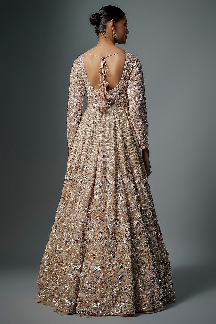 Grey Raw Silk Hand Embroidered Jacket Bridal Lehenga Set by Kalighata at Pernia's Pop Up Shop