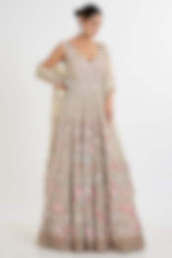 Multi-Colored Net Zardosi Embroidered Bridal Anarkali Set by Kalighata at Pernia's Pop Up Shop