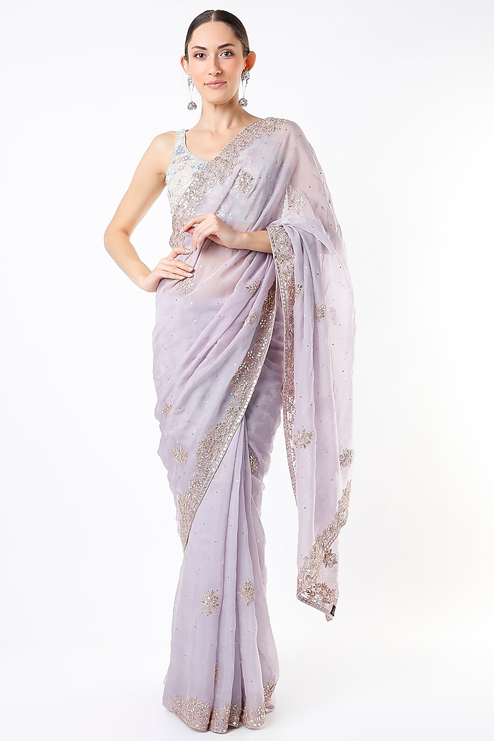 Lilac Gota Embroidered Saree Set Design by Kalighata at Pernia's Pop Up ...