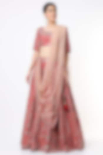 Red Embellished Bridal Lehenga Set by Kalighata at Pernia's Pop Up Shop
