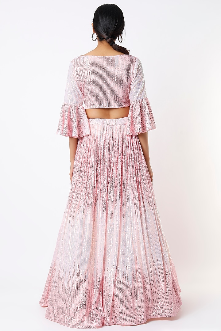 Blush Pink Embroidered Wedding Lehenga Set by Kalighata at Pernia's Pop Up Shop