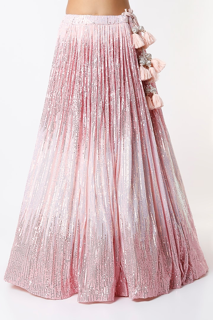 Blush Pink Embroidered Wedding Lehenga Set by Kalighata at Pernia's Pop Up Shop