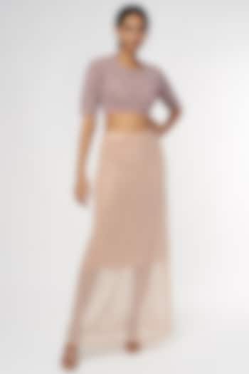 Blush Pink Sequins Net Skirt Set by Kalighata