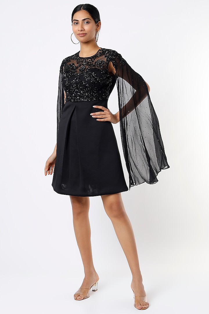 Black A-Line Mini Dress by Kalighata