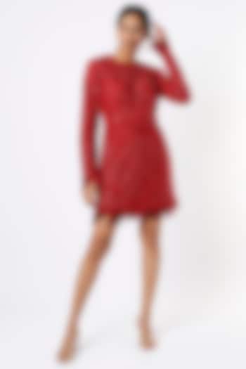 Red Net Mini Dress by Kalighata