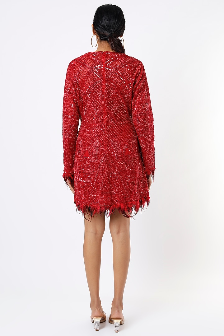 Red Net Mini Vacation Dress by Kalighata at Pernia's Pop Up Shop