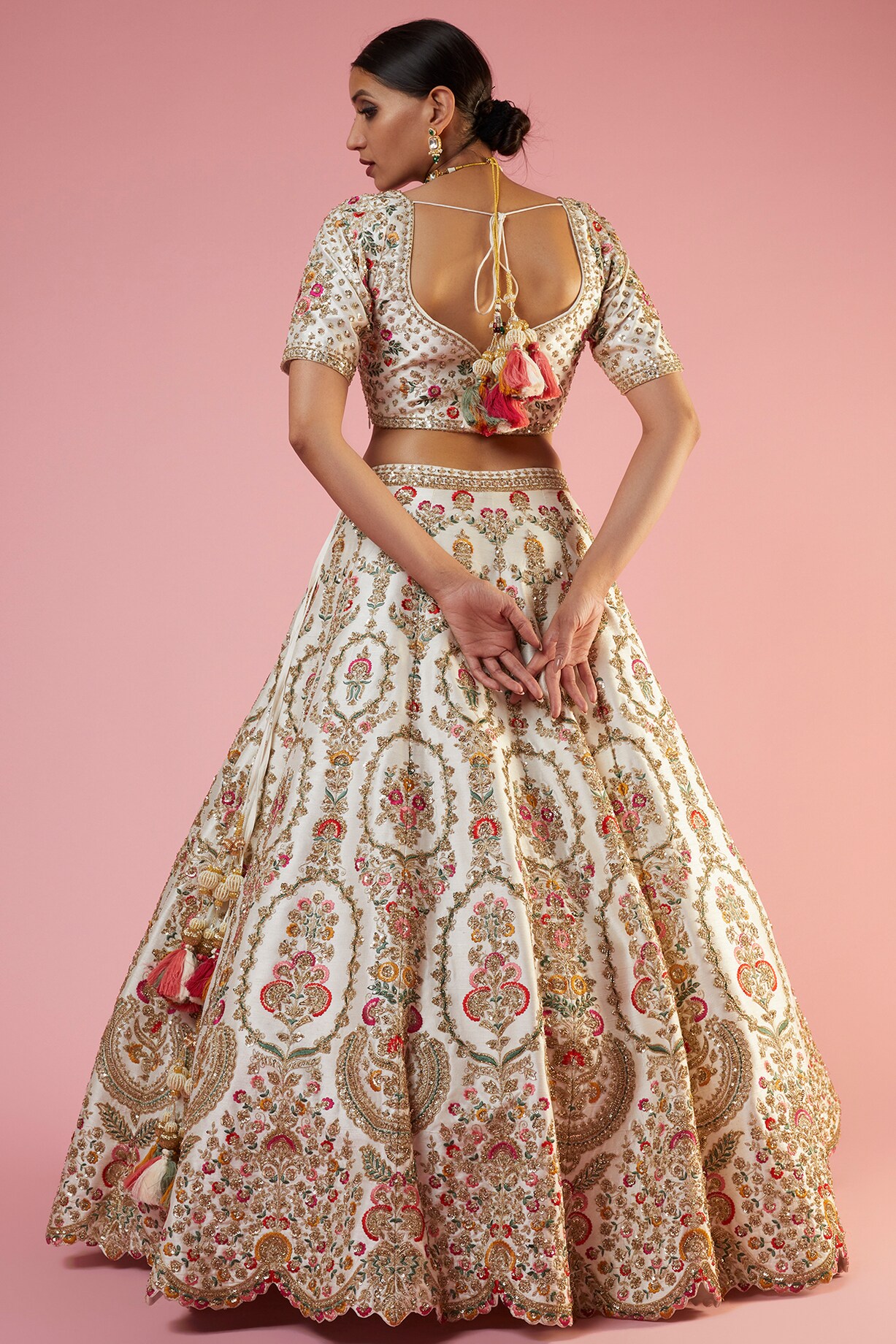 Ivory Embellished Premium Silk Lehenga Set
