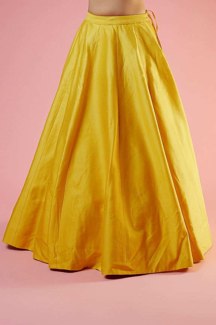 Mustard Yellow Embroidered Jacket Lehenga Set