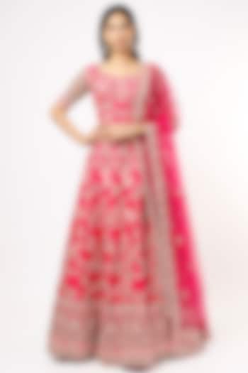 Rani Pink Embellished Lehenga Set by Kalighata