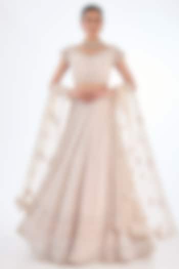 Pink Net Sequin Embellished Bridal Lehenga Set by Kalighata at Pernia's Pop Up Shop
