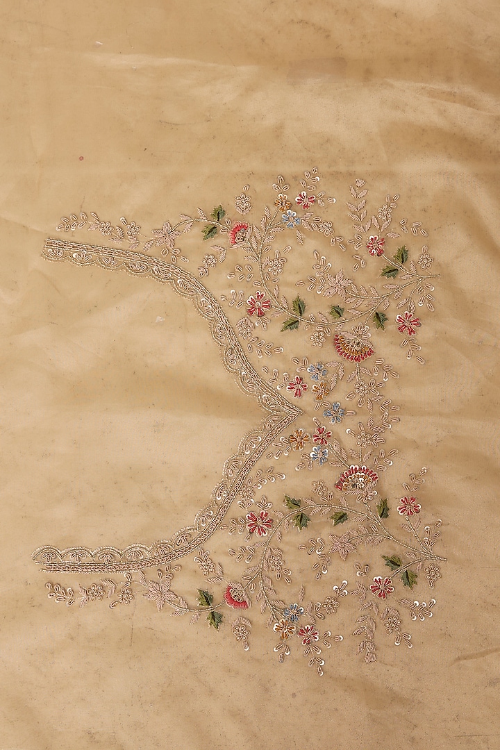Gold Tissue Hand & Machine Embroidered Reception Saree Set by Kalighata at Pernia's Pop Up Shop