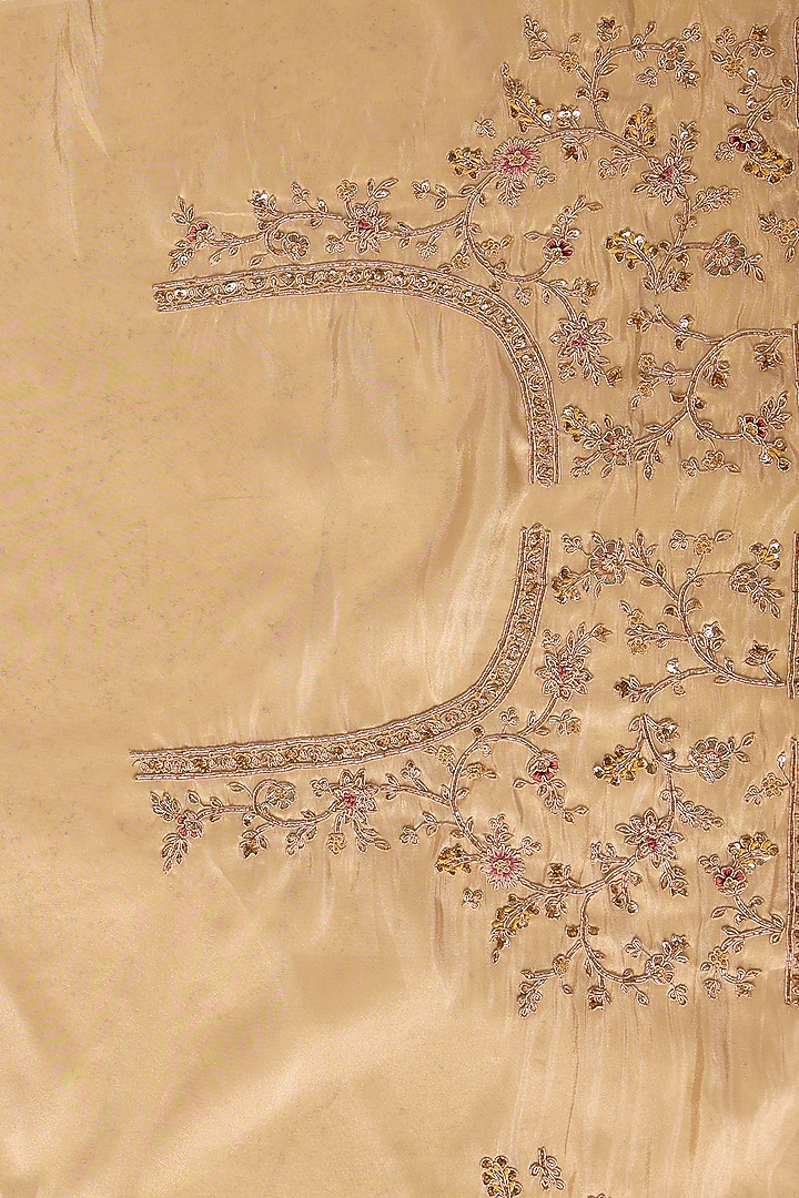 Ivory Tissue Hand & Machine Embroidered Reception Saree Set by Kalighata at Pernia's Pop Up Shop