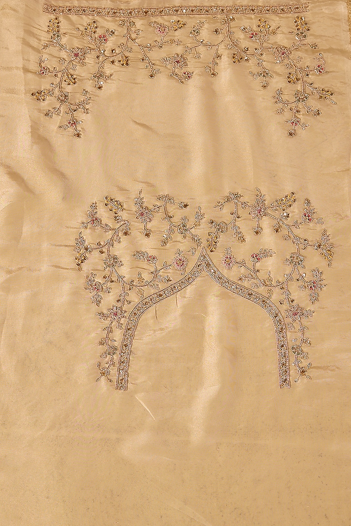 Ivory Tissue Hand & Machine Embroidered Reception Saree Set by Kalighata at Pernia's Pop Up Shop