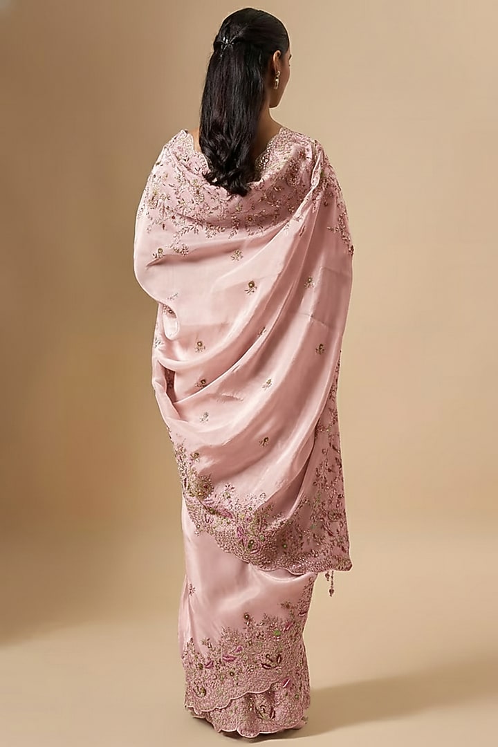 Pink Tissue Reception Saree Set by Kalighata at Pernia's Pop Up Shop