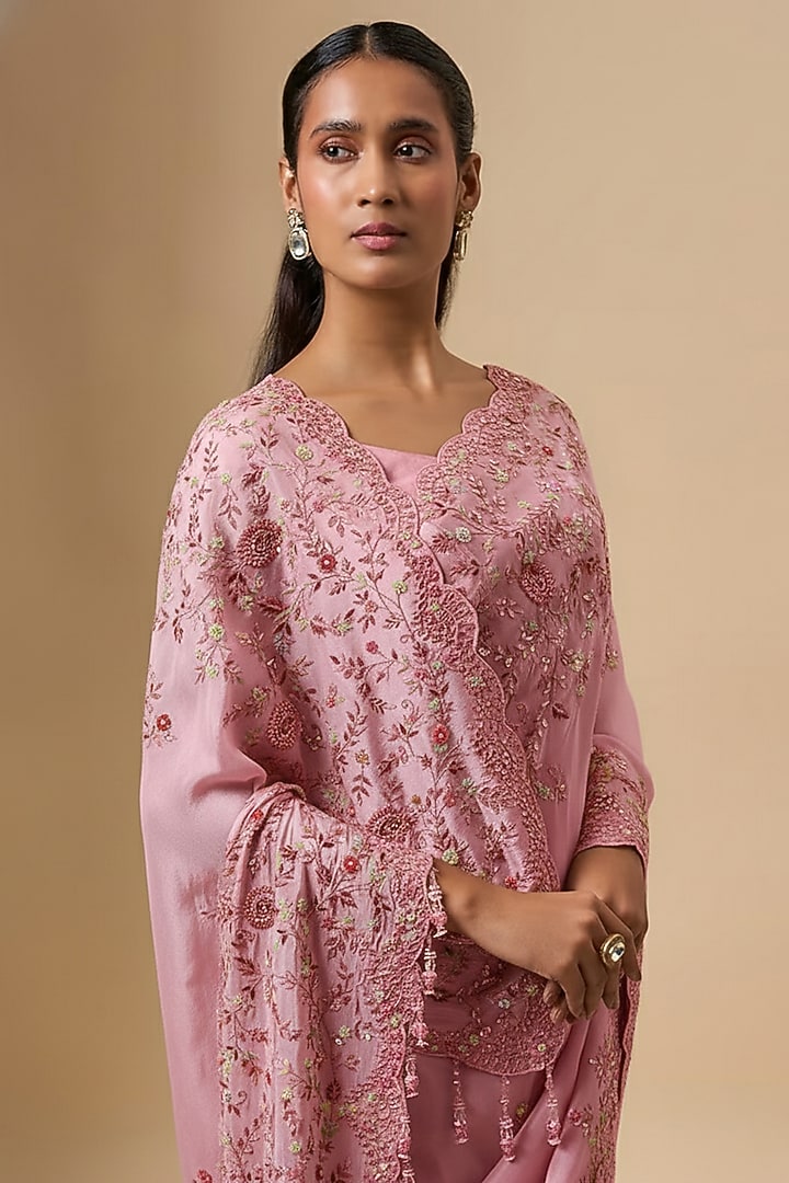 Pink Tissue Reception Saree Set by Kalighata at Pernia's Pop Up Shop