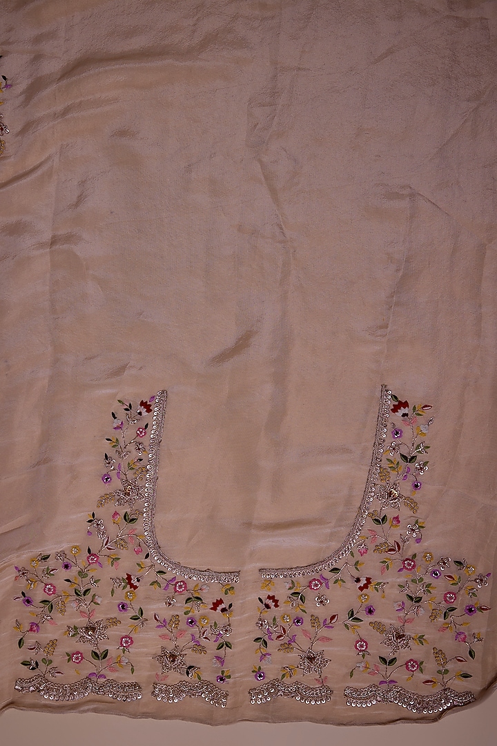 Ivory Tissue Embroidered Bridal Saree Set by Kalighata at Pernia's Pop Up Shop