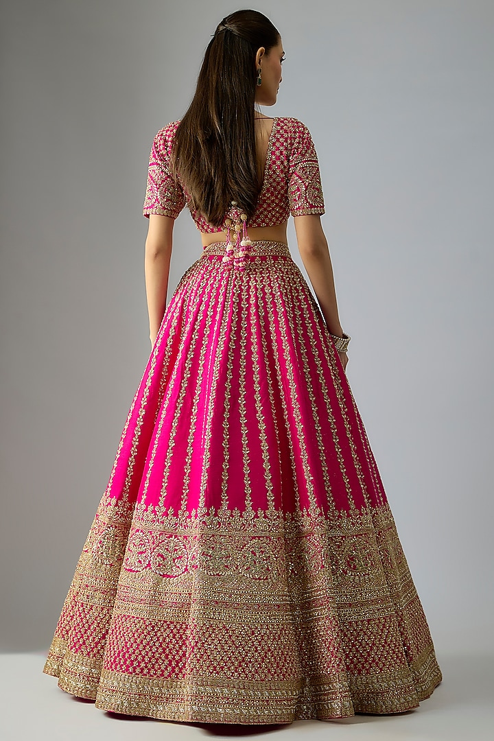 Rani Raw Silk Embroidered Bridal Lehenga Set by Kalighata at Pernia's Pop Up Shop