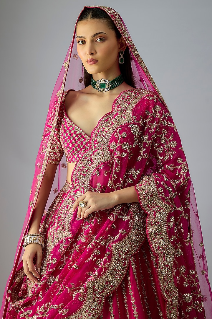 Rani Raw Silk Embroidered Bridal Lehenga Set by Kalighata at Pernia's Pop Up Shop