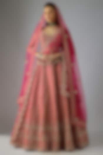 Rani Raw Silk Embroidered Bridal Lehenga Set by Kalighata at Pernia's Pop Up Shop