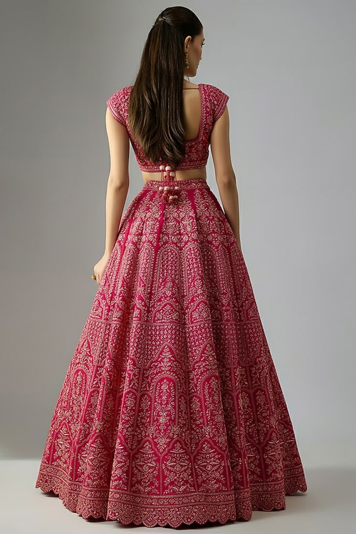 Rani Raw Silk Embroidered Bridal Lehenga Set by Kalighata at Pernia's Pop Up Shop