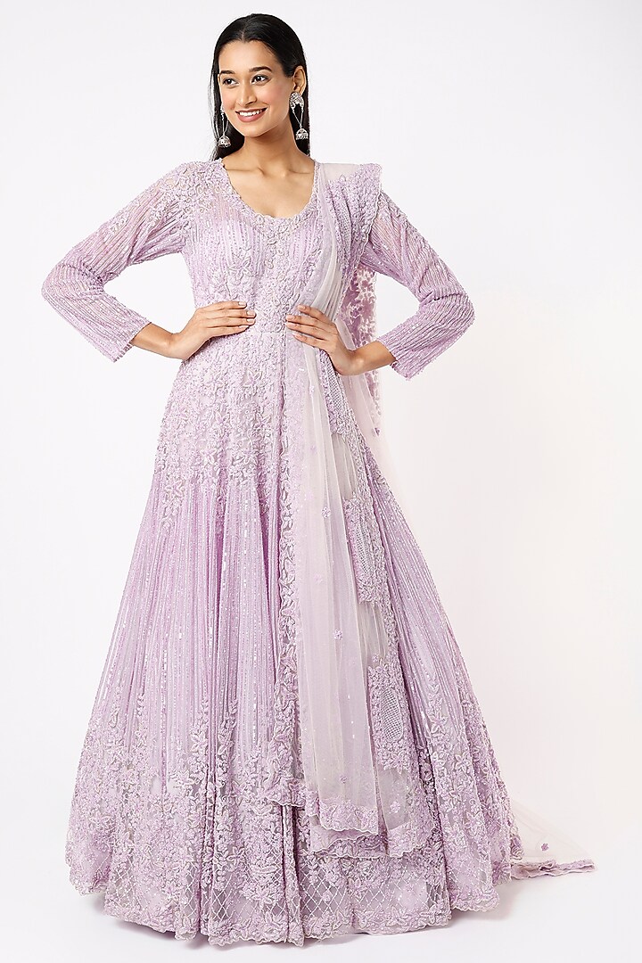 Mauve Hand Embellished Gown by Kalighata