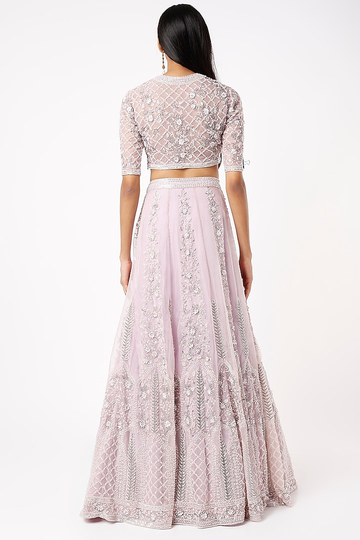 Mauve Hand Embellished Bridal Lehenga Set by Kalighata at Pernia's Pop Up Shop