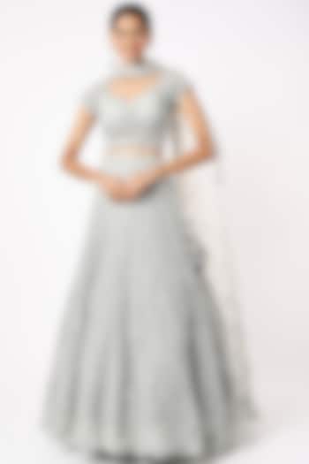 Mauve Hand Embellished Wedding Lehenga Set by Kalighata at Pernia's Pop Up Shop