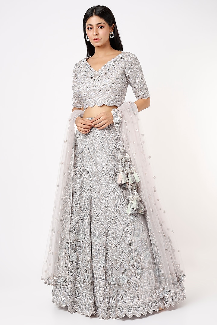 Grey Embellished Vogue Lehenga Set Variation by Kalighata