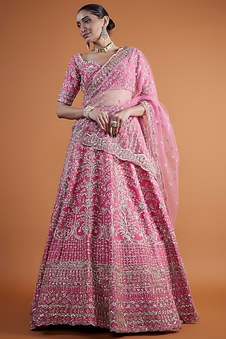 Blush Pink Georgette Embroidered Saree Set Design by Shlok Design at  Pernia's Pop Up Shop 2024
