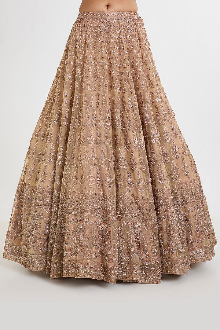 Gold Organza Cutdana & Zardosi Embroidered Bridal Lehenga Set by Kalighata at Pernia's Pop Up Shop