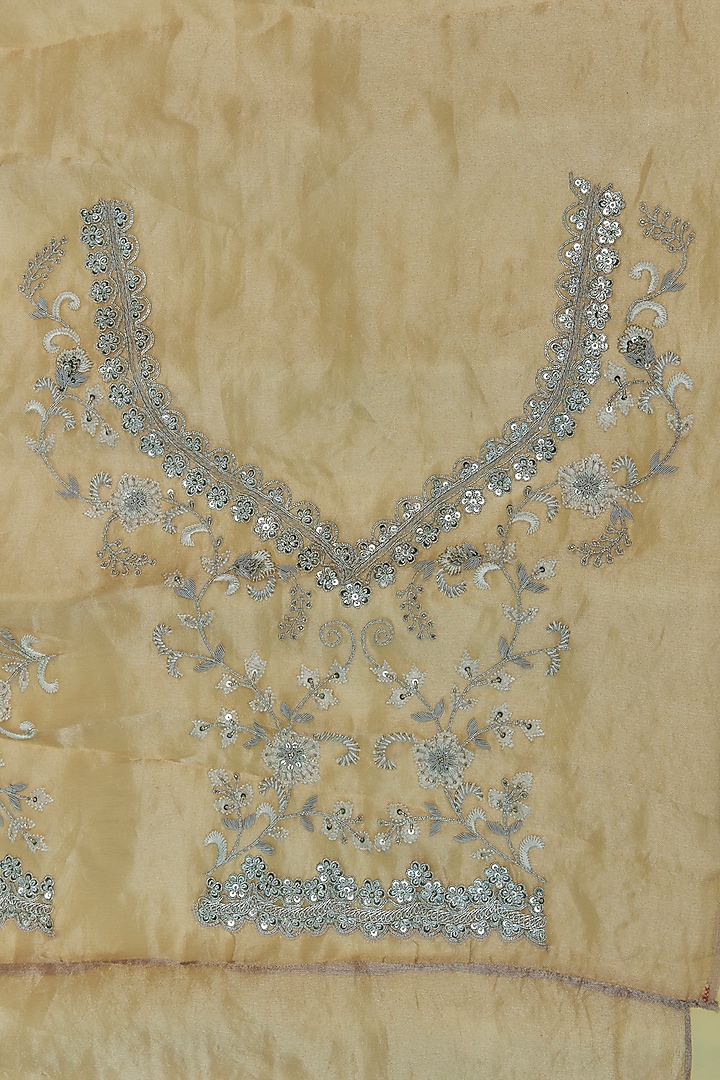 Pink Tissue Sequins Hand Embroidered Bridal Saree Set by Kalighata at Pernia's Pop Up Shop