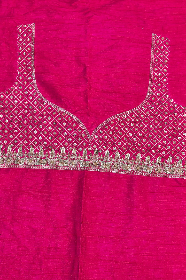 Fuchsia Bandhej Handloom Sequins Hand Embroidered Reception Saree Set by Kalighata at Pernia's Pop Up Shop