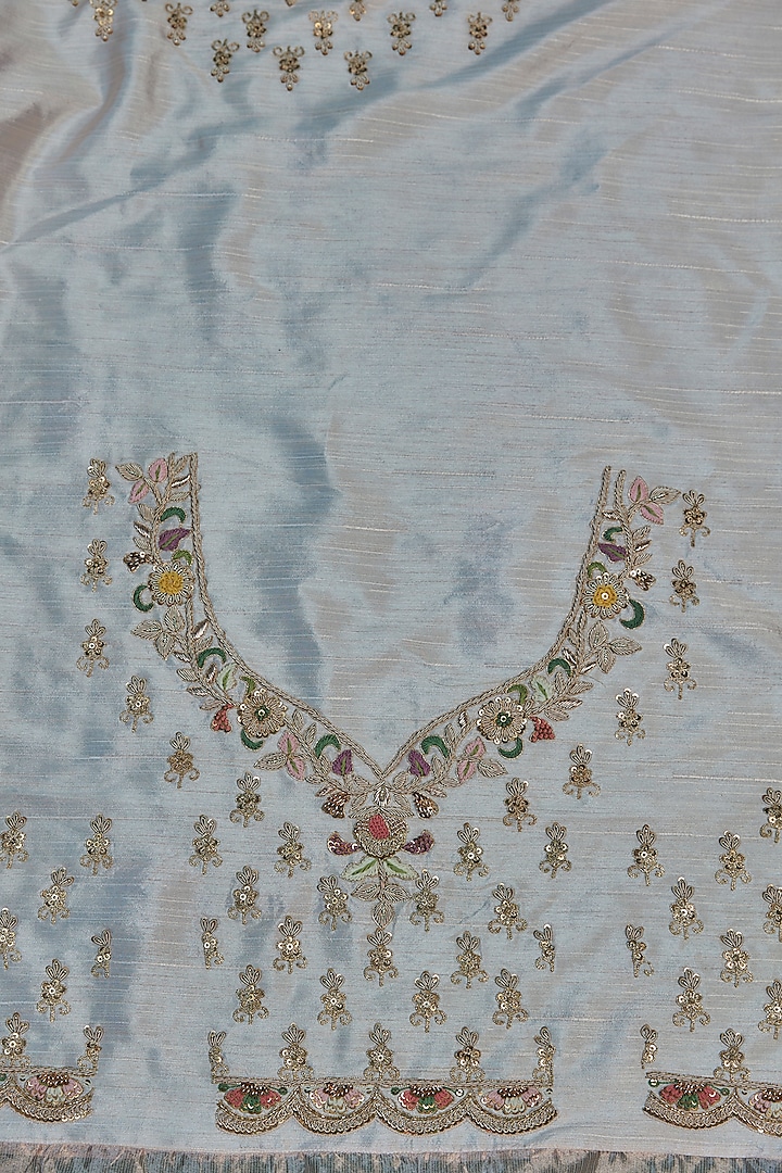 Pink Poth Hand & Machine Embroidered Reception Saree Set by Kalighata at Pernia's Pop Up Shop