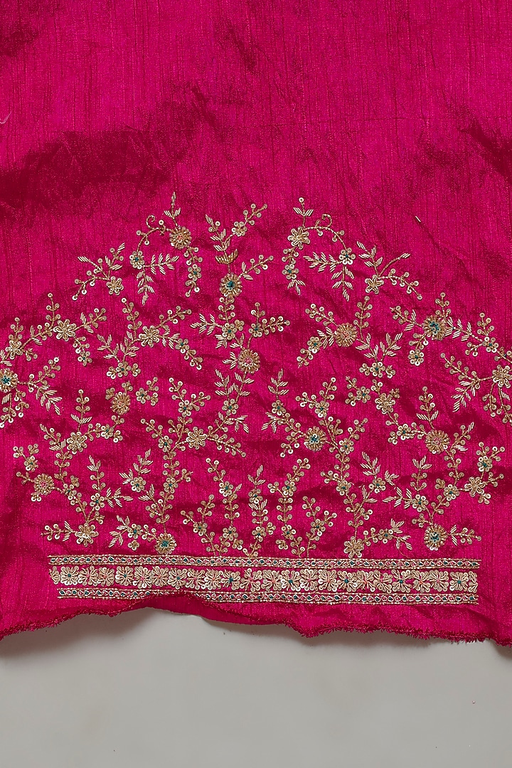Rani Pink Silk Sequins Embellished Bandhej Patola Reception Saree Set by Kalighata at Pernia's Pop Up Shop