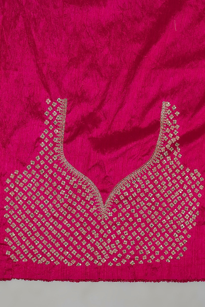 Rani Pink Silk Sequins Embellished Bandhej Patola Reception Saree Set by Kalighata at Pernia's Pop Up Shop