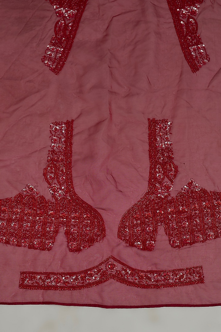 Maroon Tissue Organza Sequins Embellished Reception Saree Set by Kalighata at Pernia's Pop Up Shop