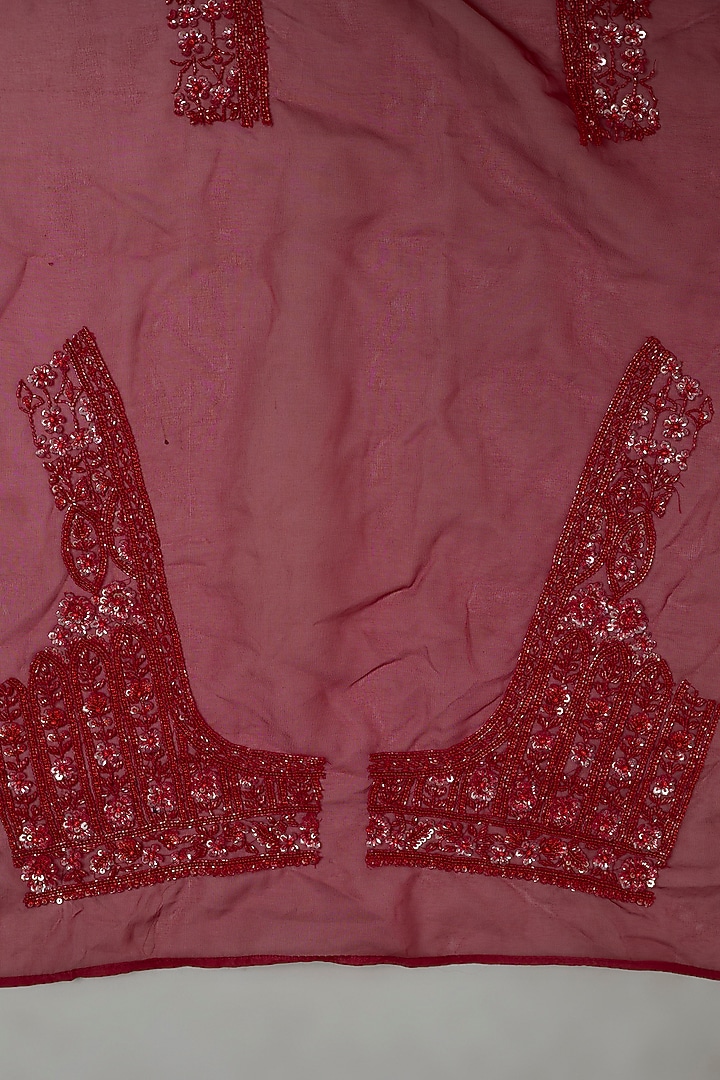 Maroon Tissue Organza Sequins Embellished Reception Saree Set by Kalighata at Pernia's Pop Up Shop