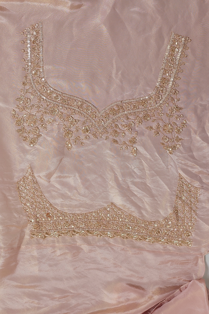 Pink Tissue Organza Sequins Embellished Reception Saree Set by Kalighata at Pernia's Pop Up Shop