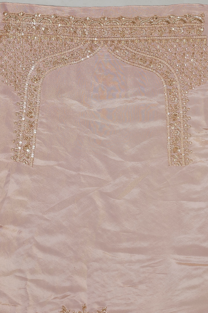 Pink Tissue Organza Sequins Embellished Reception Saree Set by Kalighata at Pernia's Pop Up Shop