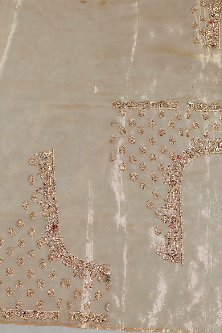 Gold Tissue Organza Sequins Embellished Bridal Saree Set by Kalighata at Pernia's Pop Up Shop